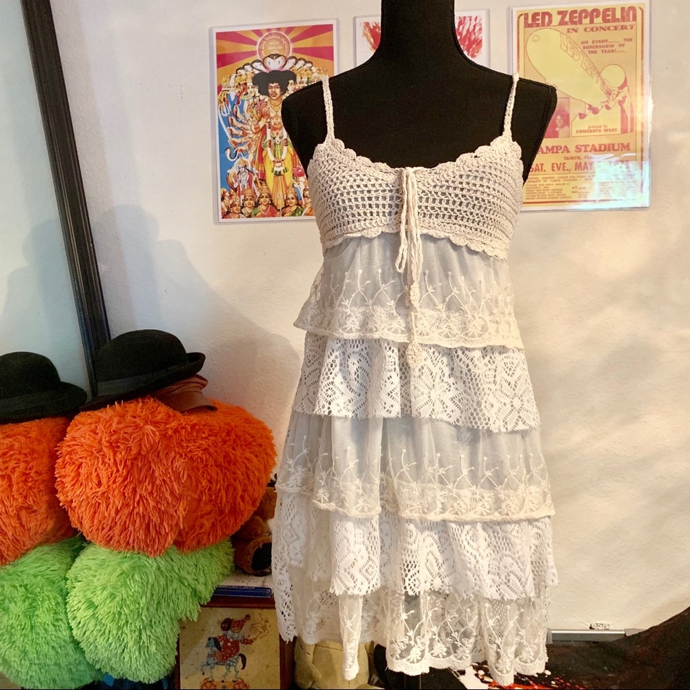 Crochet Laced Mini Dress☁️